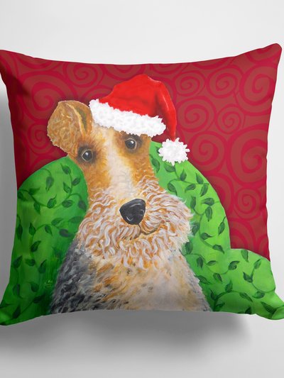 Caroline's Treasures 14 in x 14 in Outdoor Throw PillowWire Fox Terrier Christmas Fabric Decorative Pillow product