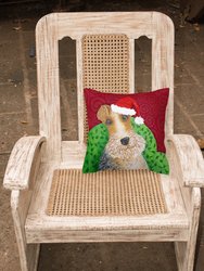 14 in x 14 in Outdoor Throw PillowWire Fox Terrier Christmas Fabric Decorative Pillow