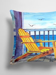 14 in x 14 in Outdoor Throw PillowYellow Adirondack Chair Fabric Decorative Pillow