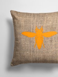 14 in x 14 in Outdoor Throw PillowYellow Jacket Burlap and Orange BB1053 Fabric Decorative Pillow