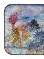 14 in x 21 in Abstract Mermaid Water Fantasy Dish Drying Mat