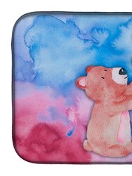 14 in x 21 in Bear and Bubbles Watercolor Dish Drying Mat