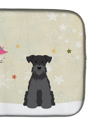 14 in x 21 in Christmas Presents between Friends Schnauzer - Black Dish Drying Mat