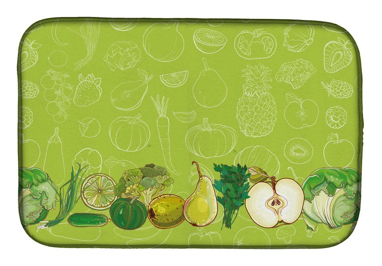 Caroline's Treasures 14 in x 21 in Fruits and Vegetables in Green  BB5135DS66 Dish Drying Mat