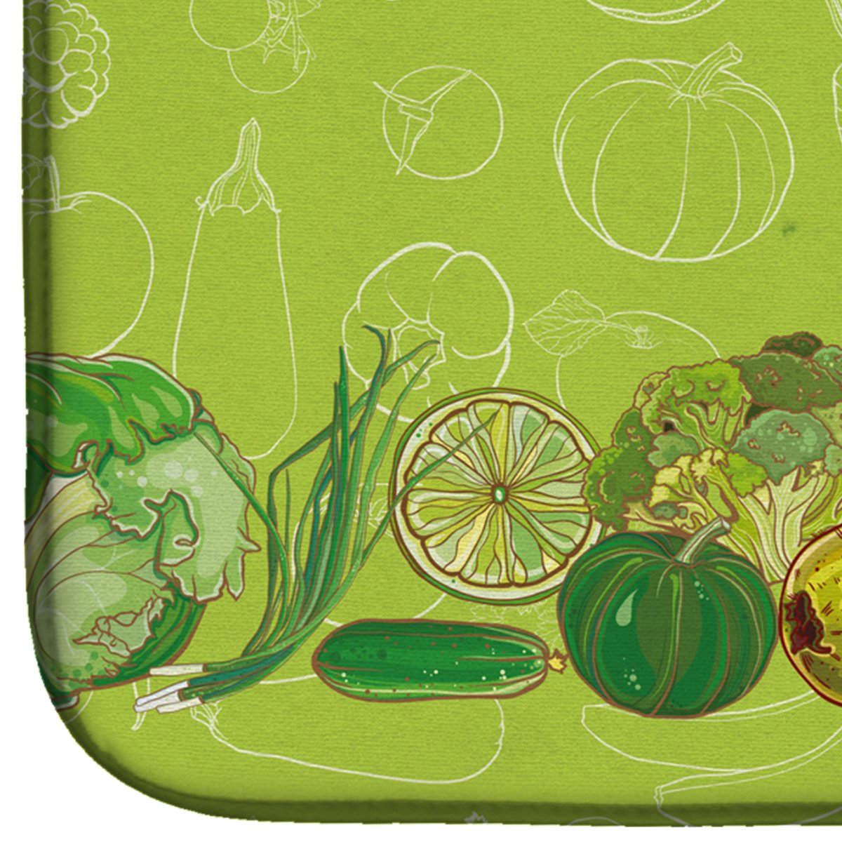 Caroline's Treasures 14 in x 21 in Fruits and Vegetables in Green  BB5135DS66 Dish Drying Mat