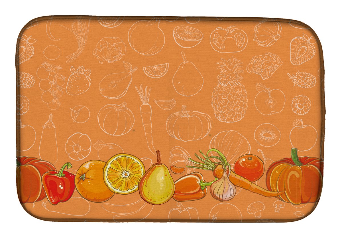 Caroline's Treasures 14 in. x 21 in. Oranges on Gray Dish Drying