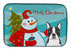 14 in x 21 in Snowman with Boston Terrier Dish Drying Mat