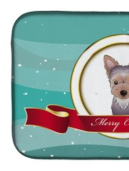 14 in x 21 in Yorkie Puppy Merry Christmas Dish Drying Mat