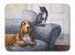19 in x 27 in Basset Hound and Cat on couch Machine Washable Memory Foam Mat