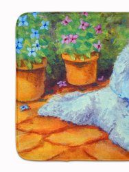 19 in x 27 in Bichon Frise on the patio Machine Washable Memory Foam Mat