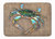 19 in x 27 in Blue Crab on Faux Burlap Machine Washable Memory Foam Mat