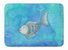 19 in x 27 in Blue Fish Watercolor Machine Washable Memory Foam Mat