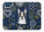 19 in x 27 in Blue Flowers Boston Terrier Machine Washable Memory Foam Mat