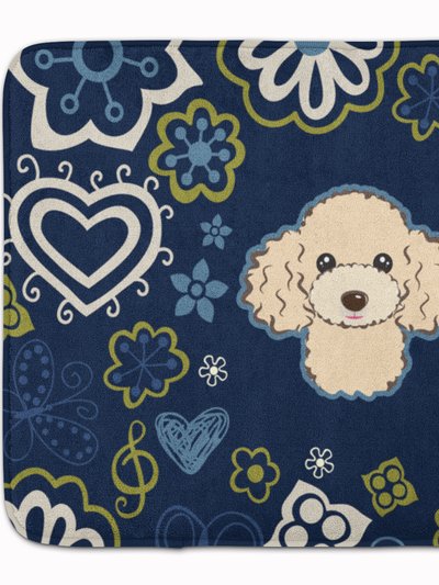 Caroline's Treasures 19 in x 27 in Blue Flowers Buff Poodle Machine Washable Memory Foam Mat product