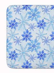 19 in x 27 in Blue Snowflakes Watercolor Machine Washable Memory Foam Mat