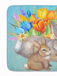19 in x 27 in Bunny Family Easter Rabbit Machine Washable Memory Foam Mat