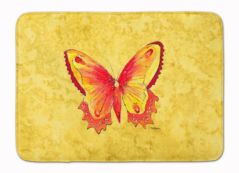 19 in x 27 in Butterfly on Yellow Machine Washable Memory Foam Mat