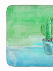 19 in x 27 in Cactus Teal and Green Watercolor Machine Washable Memory Foam Mat