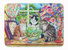 19 in x 27 in Cats Just Looking in the fish bowl Machine Washable Memory Foam Mat