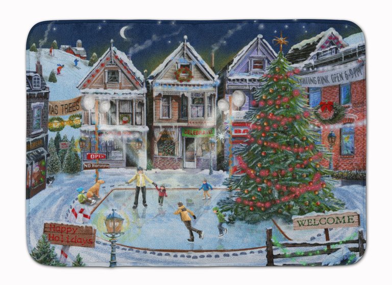 19 in x 27 in Christmas Family Skate Night Machine Washable Memory Foam Mat