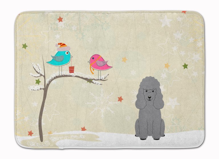 19 in x 27 in Christmas Presents between Friends Poodle - Silver Machine Washable Memory Foam Mat