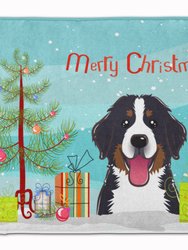 19 in x 27 in Christmas Tree and Bernese Mountain Dog Machine Washable Memory Foam Mat