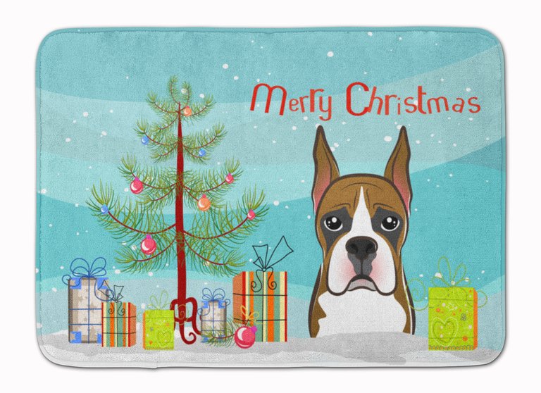 19 in x 27 in Christmas Tree and Boxer Machine Washable Memory Foam Mat