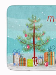 19 in x 27 in Christmas Tree and French Bulldog Machine Washable Memory Foam Mat