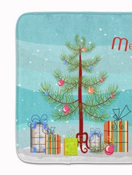 19 in x 27 in Christmas Tree and Westie Machine Washable Memory Foam Mat