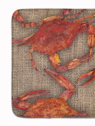 19 in x 27 in Cooked Crabs on Faux Burlap Machine Washable Memory Foam Mat
