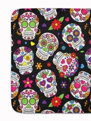 19 in x 27 in Day of the Dead Black Machine Washable Memory Foam Mat