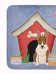 19 in x 27 in Dog House Collection Bull Terrier Brindle Machine Washable Memory Foam Mat