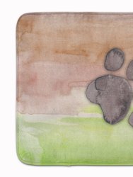19 in x 27 in Dog Paw Watercolor Machine Washable Memory Foam Mat