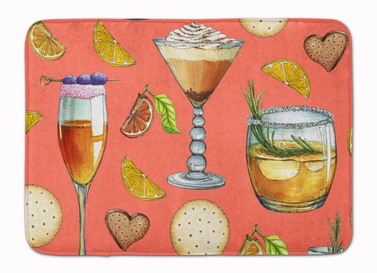 19 in x 27 in Drinks and Cocktails Salmon Machine Washable Memory Foam Mat