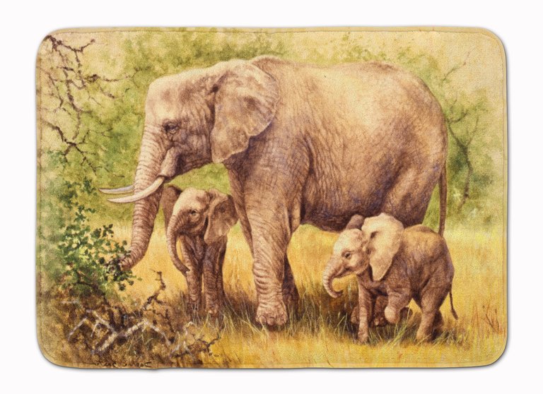 19 in x 27 in Elephants by Daphne Baxter Machine Washable Memory Foam Mat
