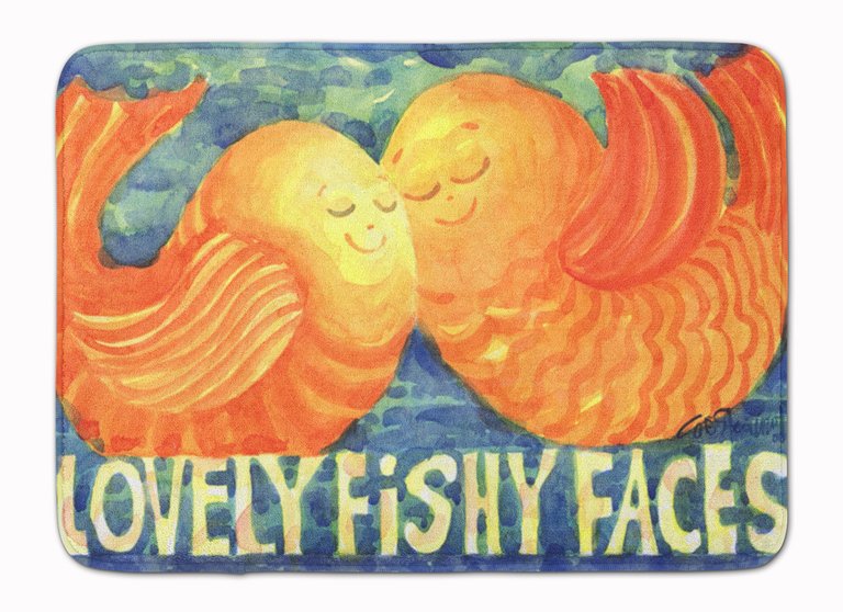 19 in x 27 in Fish - Kissing Fish Machine Washable Memory Foam Mat