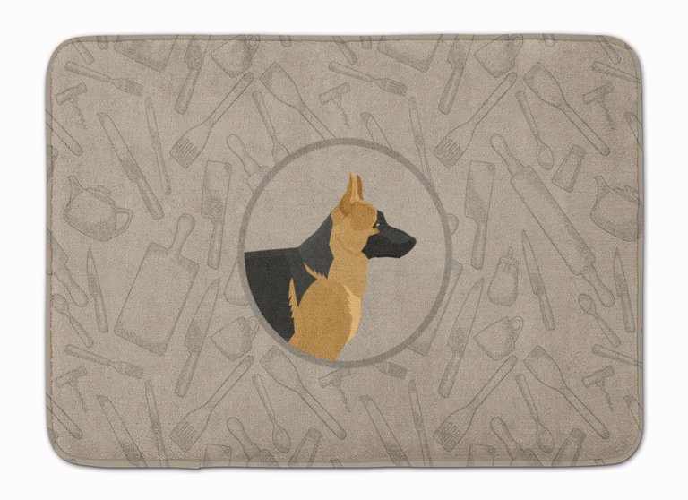 19 in x 27 in German Shepherd In the Kitchen Machine Washable Memory Foam Mat