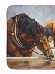 19 in x 27 in Horses Taking a Drink of Water Machine Washable Memory Foam Mat