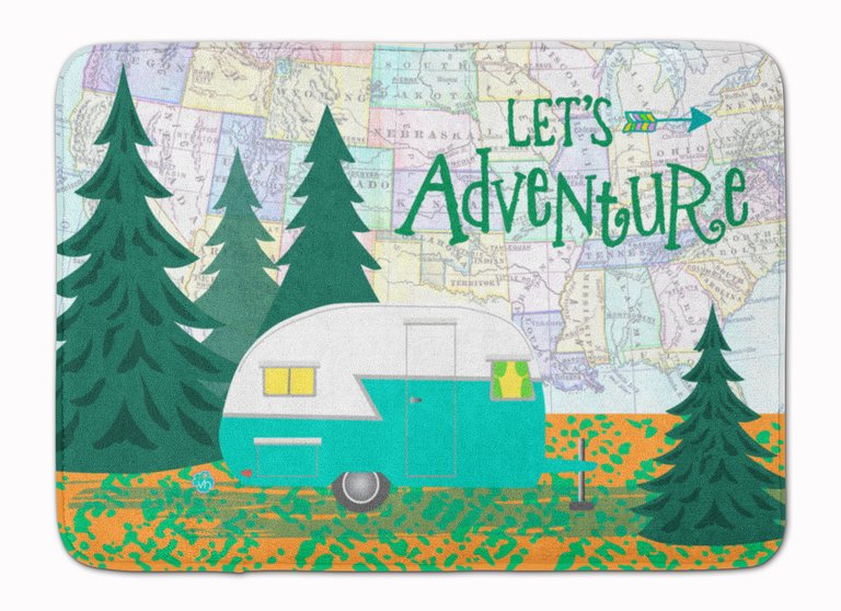 19 in x 27 in Let's Adventure Glamping Trailer Machine Washable Memory Foam Mat