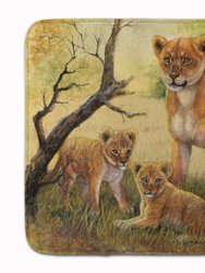 19 in x 27 in Lion and Cubs by Daphne Baxter Machine Washable Memory Foam Mat