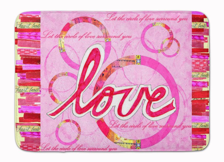 19 in x 27 in Love is a Circle Valentine's Day Machine Washable Memory Foam Mat