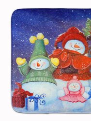 19 in x 27 in Merry Christmas From Us All Snowman Machine Washable Memory Foam Mat