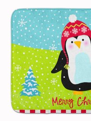 19 in x 27 in Merry Christmas Happy Penguin Machine Washable Memory Foam Mat