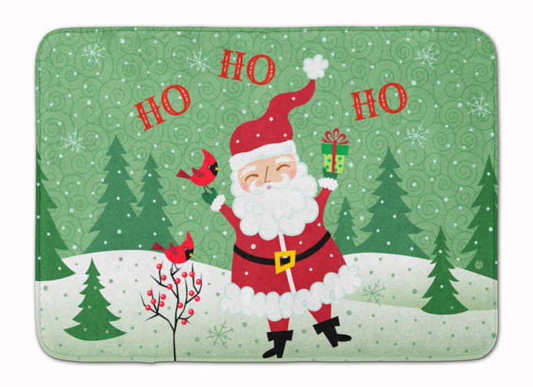 19 in x 27 in Merry Christmas Santa Claus Ho Ho Ho Machine Washable Memory Foam Mat