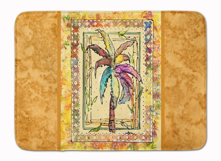 19 in x 27 in Palm Tree Colorful Machine Washable Memory Foam Mat