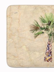 19 in x 27 in Palm Tree on Marble Background Machine Washable Memory Foam Mat