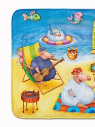 19 in x 27 in Party Pigs on the Beach Machine Washable Memory Foam Mat