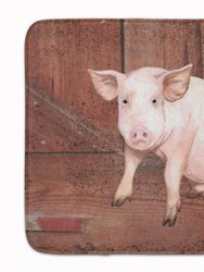 19 in x 27 in Pig at the barn door Machine Washable Memory Foam Mat