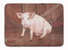 19 in x 27 in Pig at the barn door Machine Washable Memory Foam Mat
