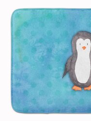 19 in x 27 in Polkadot Penguin Watercolor Machine Washable Memory Foam Mat